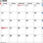 January 2020 Calendar PDF Excel Word Printable Templates