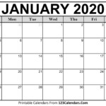 January 2020 Printable Calendar 123Calendars