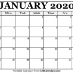 January 2020 Printable Calendar 123Calendars