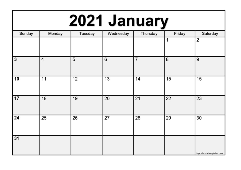 January 2021 Calendar Template Pdf Printablecalendarr