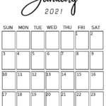 January 2021 Portrait Vertical Style Calendar Calendar Printables