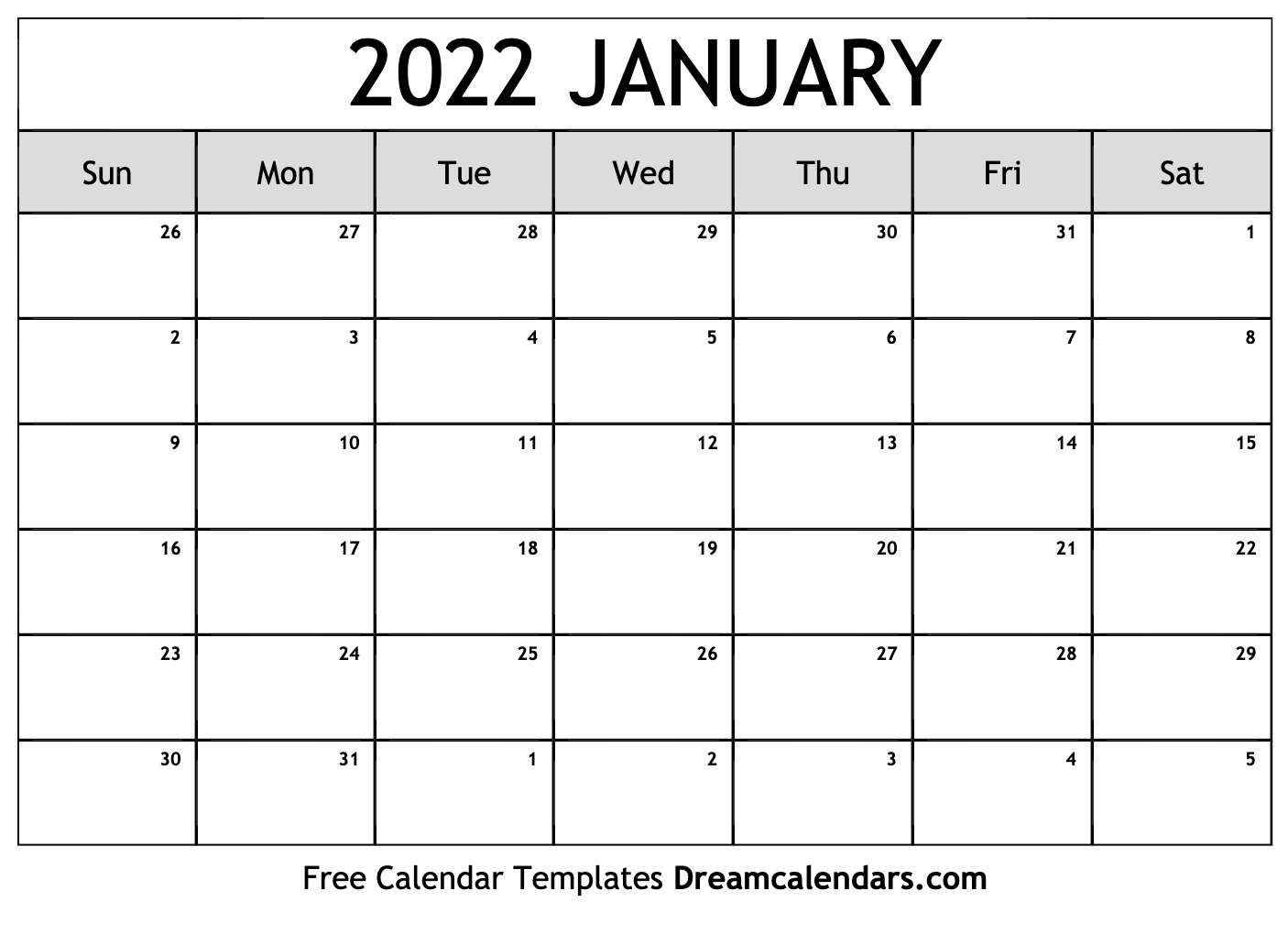 January 2022 Calendar Free Blank Printable Templates