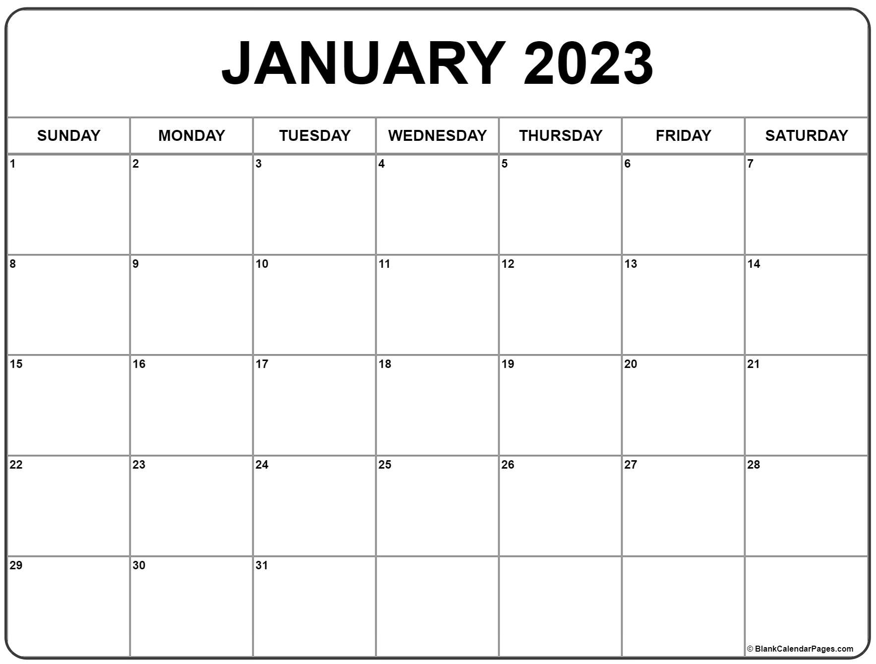 January 2023 Calendar Free Printable Calendar Templates