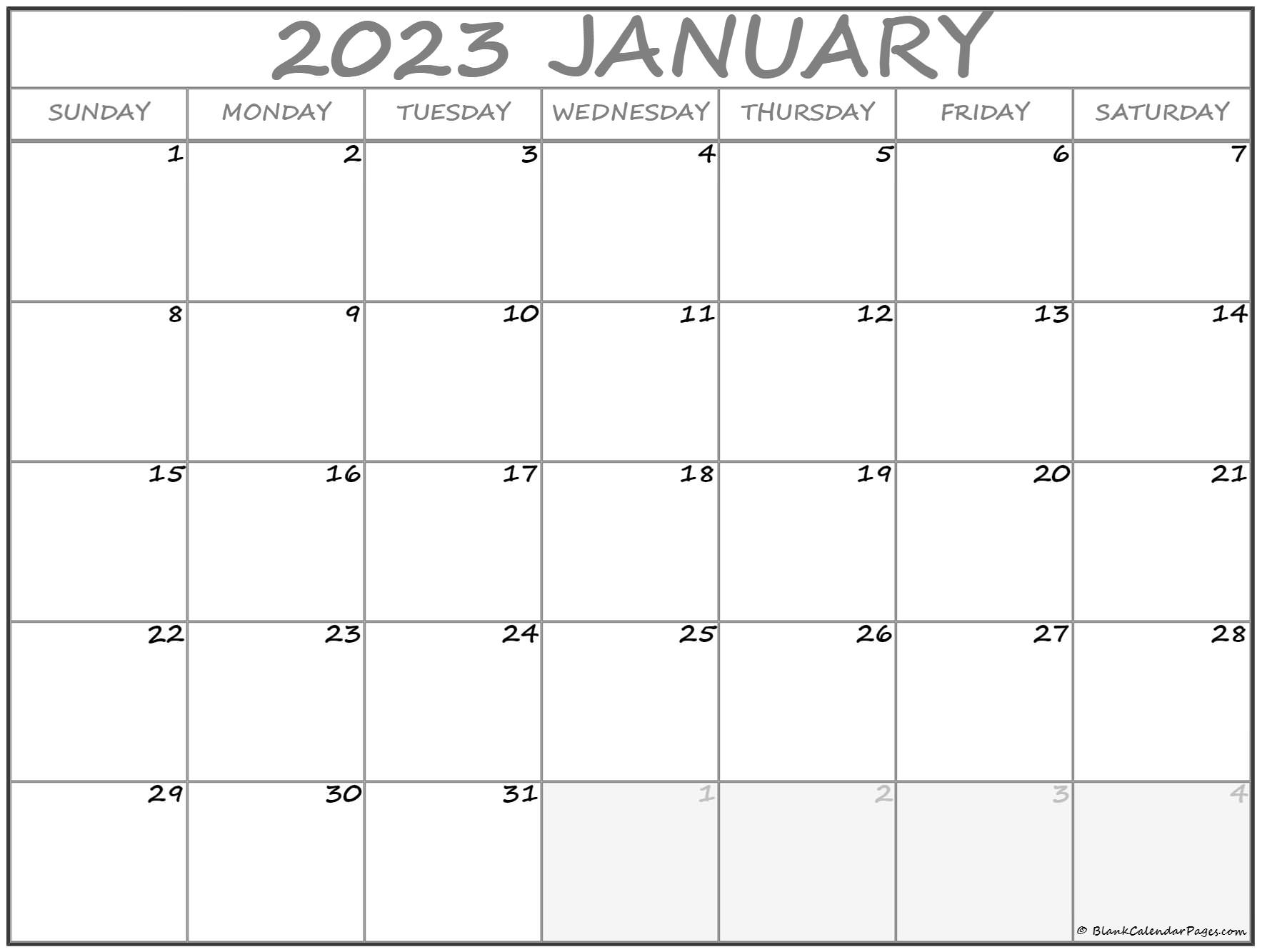 January 2023 Calendar Free Printable Calendar Templates