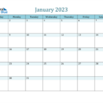 January 2023 Calendar PDF Word Excel 