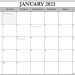 January 2023 Calendar With Holidays