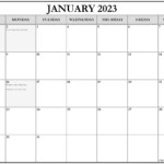 January 2023 Calendar With Holidays