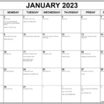 January 2023 Calendar With Holidays