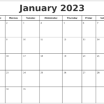 January 2023 Print Free Calendar