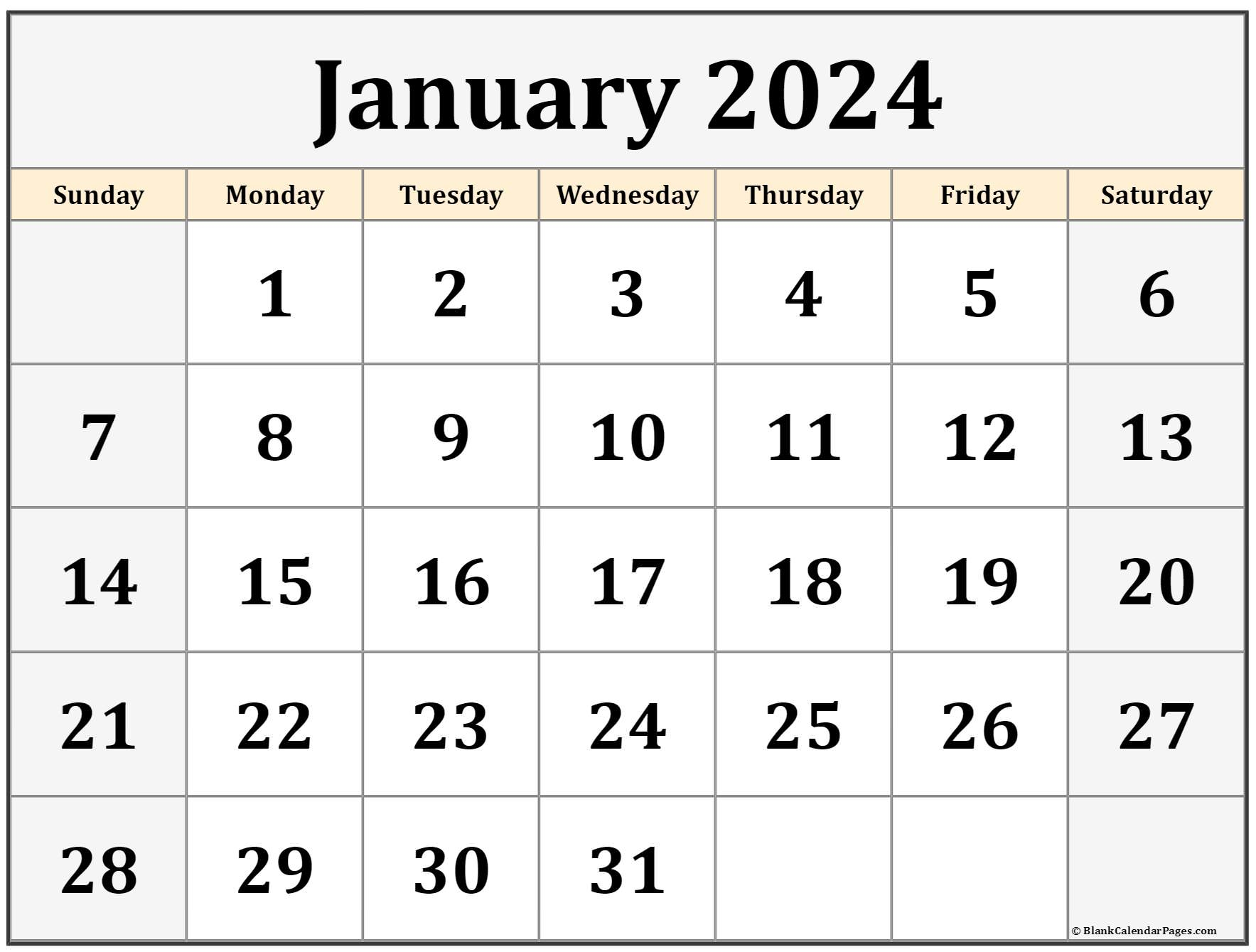 January 2024 Calendar Free Printable Calendar Templates