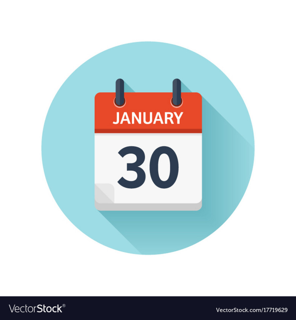 January 30 Flat Daily Calendar Icon Date Vector Image
