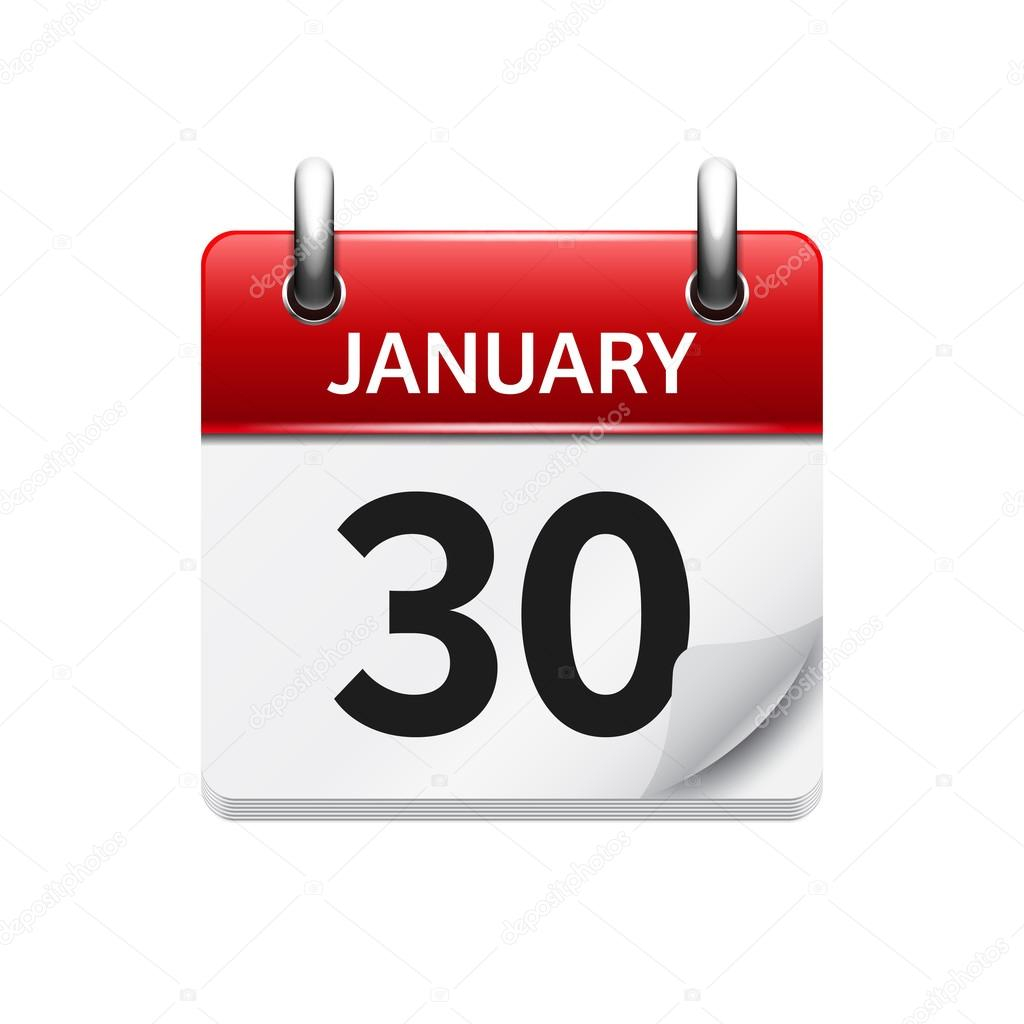 January 30 Vector Flat Daily Calendar Icon Date And Time Day Month