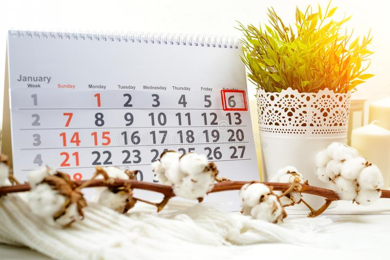 January 6th Day 6 Of Month On White Calendar Stock Image Image Of 