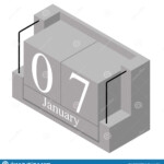 January 7th Date On A Single Day Calendar Gray Wood Block Calendar