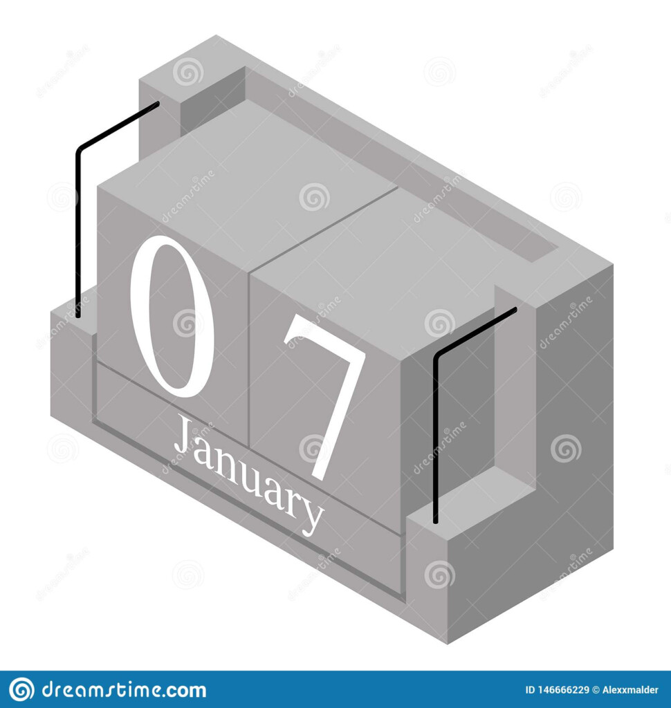 January 7th Date On A Single Day Calendar Gray Wood Block Calendar 