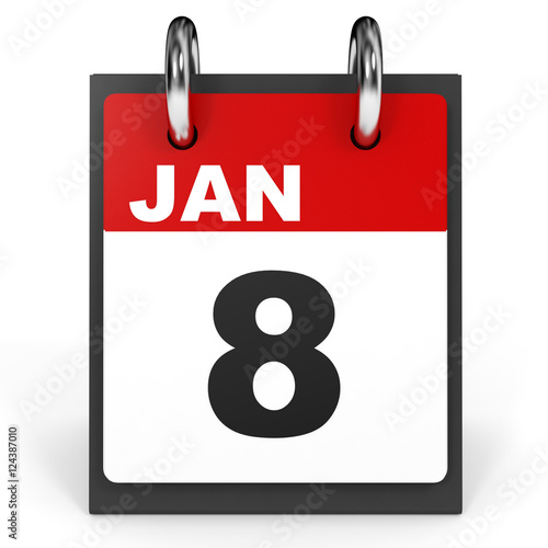  January 8 Calendar On White Background Photo Libre De Droits Sur La 