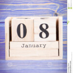 January 8th Date Of 8 January On Wooden Cube Calendar Stock Image