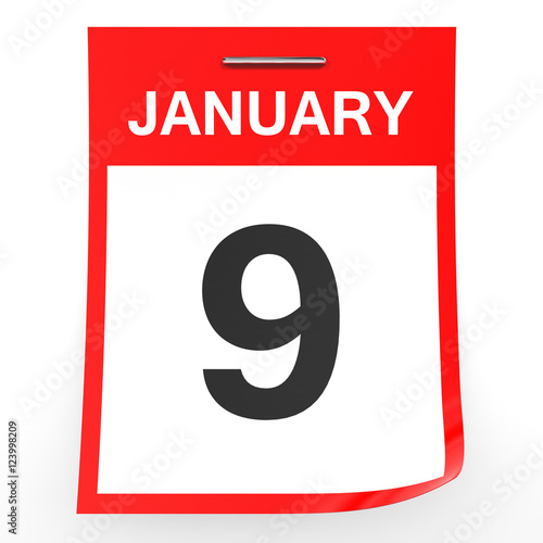  January 9 Calendar On White Background Stock Photo And Royalty free 