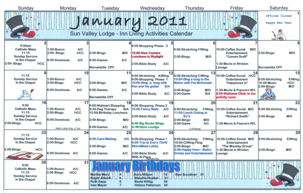 January Calendar 2 jpeg 1 600 1 023 Pixels Assisted Living Activities 