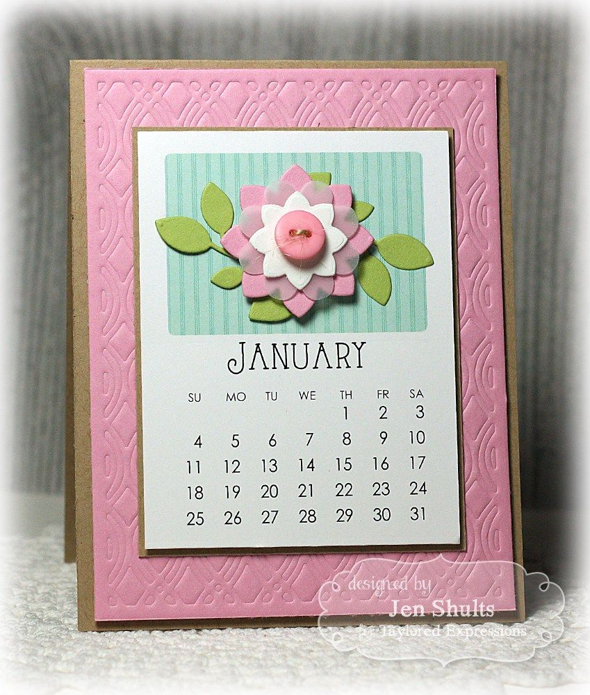 January Calendar Card By Jen Shults Calendar Craft Diy Calendar