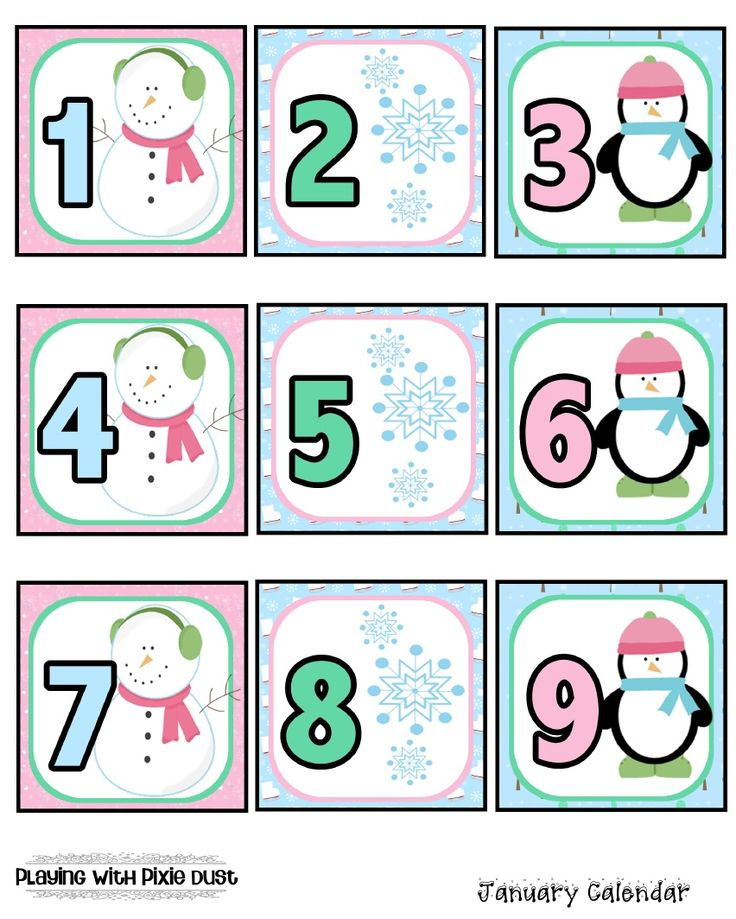 January Calendar January Calendar Preschool Calendar Calendar Numbers