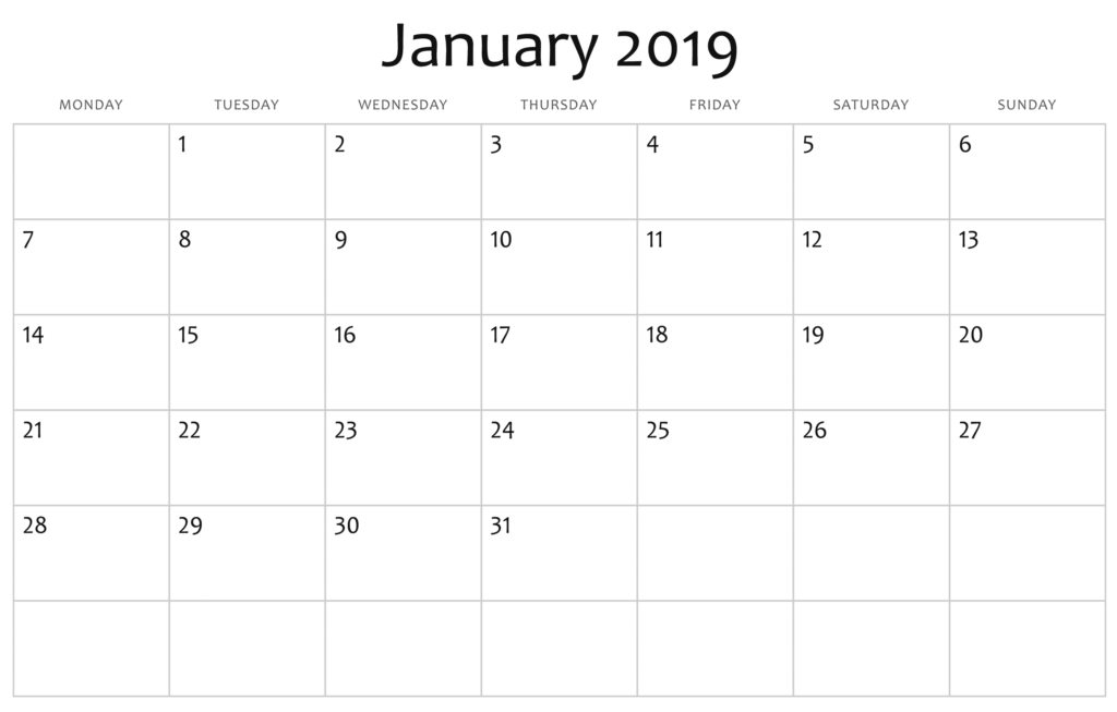 January Month Blank Printable Calendar Calendar Printables Calendar 