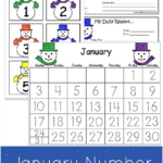 January Number Tracing Calendar Preschool Calendar Calendar Numbers