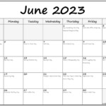 June 2023 Calendar With Holidays