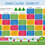 Kindness Calendar For A State Of Happiness