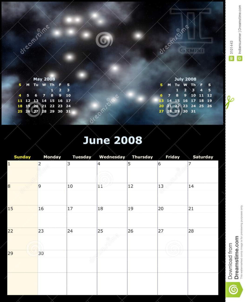 Monthly Calendar With Zodiac Stock Illustration Illustration Of 