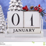New Year Wood Block Calendar Stock Image Image Of Month Candle 63428253