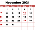 November 2021 Calendar With Holidays 2021 Printable Calendars