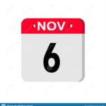 November 6 Calendar Icon Calendar Icon With Shadow Stock Vector
