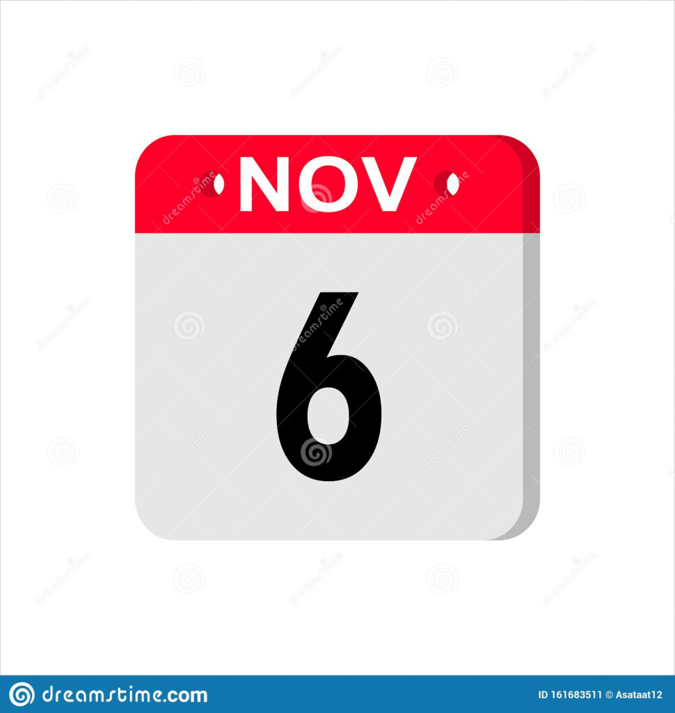 November 6 Calendar Icon Calendar Icon With Shadow Stock Vector 