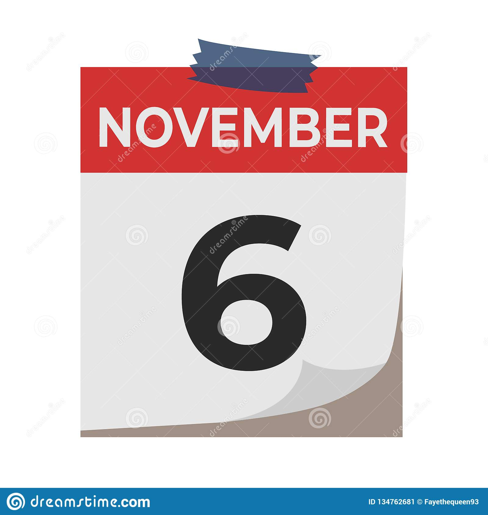 November 6 Calendar Icon Isolated On White Background Event Concept