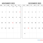 November And December 2023 Calendar Calendar Quickly