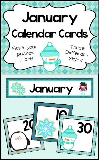 Number Cards For Your January Calendar 3 Designs Cards Fit In Your 