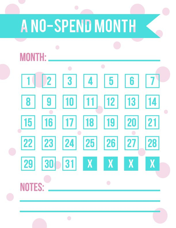 Print Enjoy This FREE Printable No spend Month Calendar for Any And 