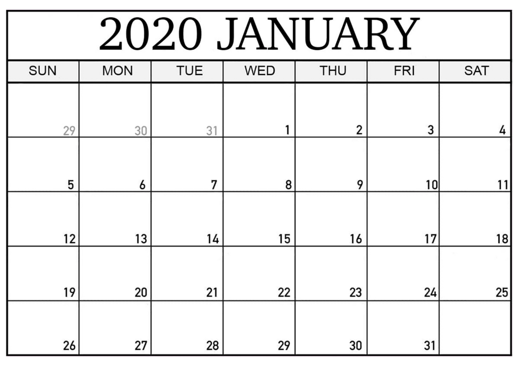 Printable Calendar January 2020 Calendar Printables Free Templates