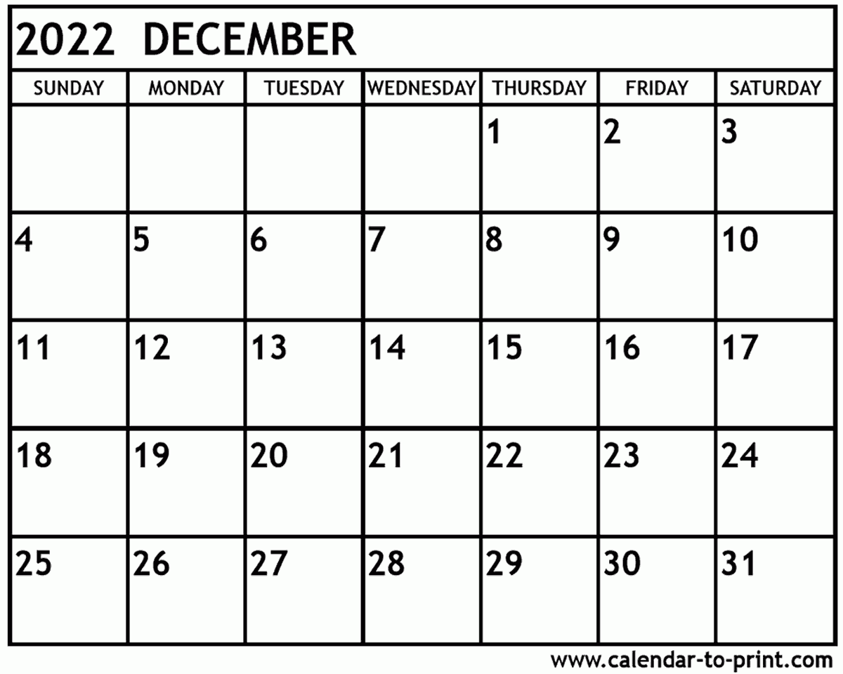 Printable Calendar November And December 2022 Printable Calendar 2022