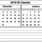 Printable December January Calendar 2019 20 Printable Template Calendar