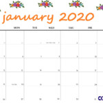 Printable January 2020 Calendar Floral Template Calendar Template 