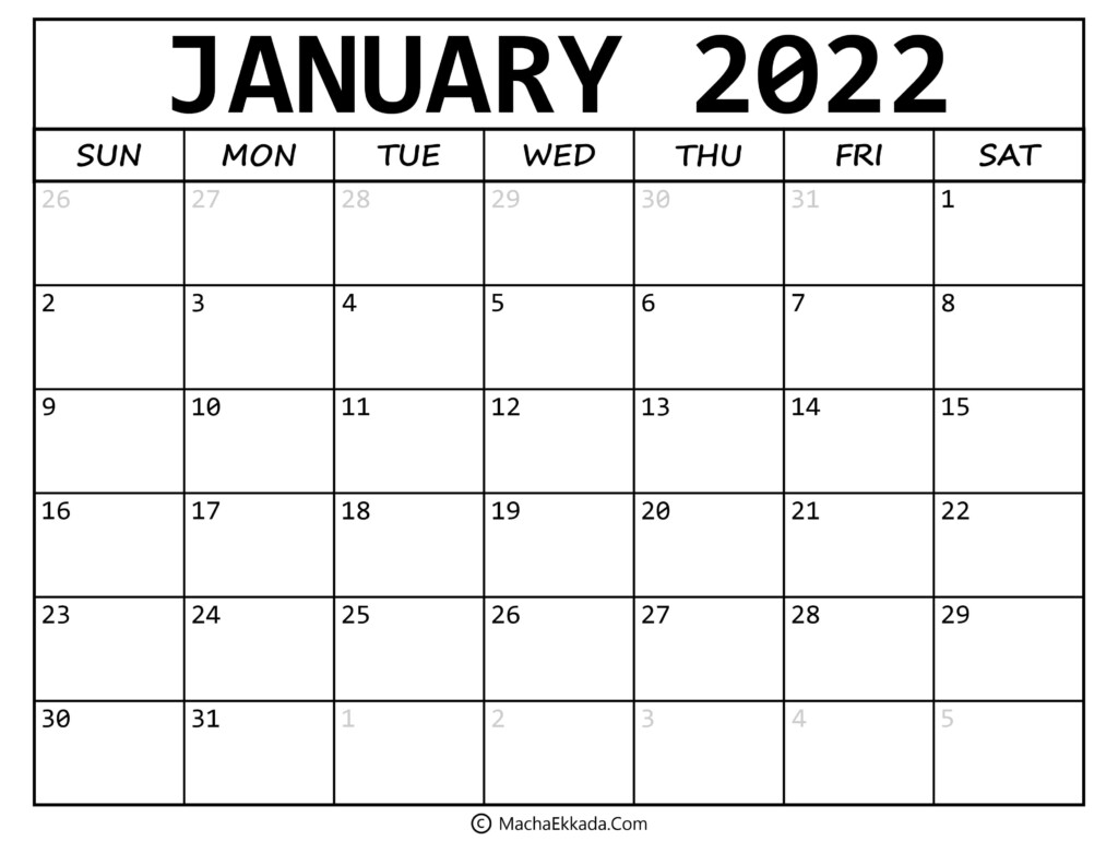 Printable January 2022 Calendar Desk Wall Time Management Tips Tools