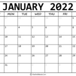 Printable January 2022 Calendar Desk Wall Time Management Tips Tools