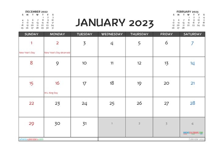 Printable January 2023 Calendar Free 12 Templates Calendar 