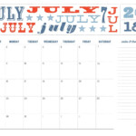 Printable July 2018 Independence Day Calendar Calendar Design 