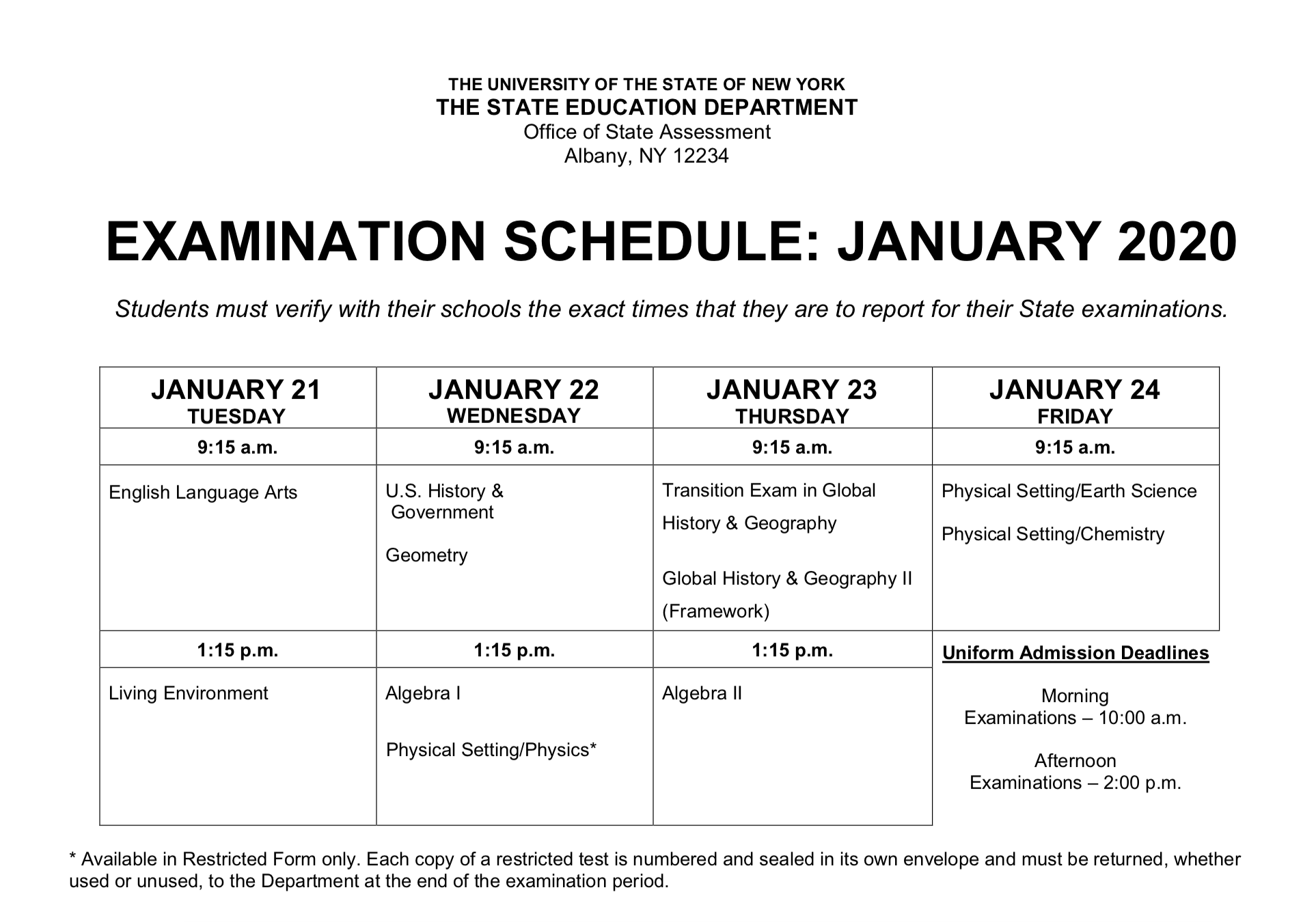 Regents Schedule January 2020 Schedule 2020 Hermanbroodfilm