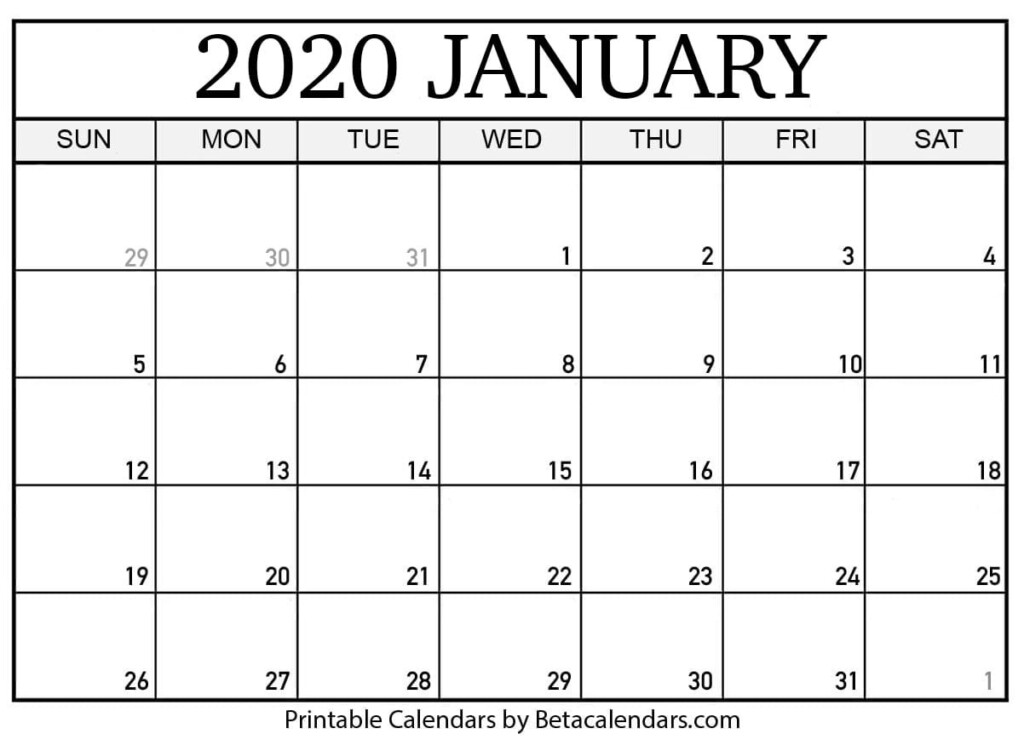 Show Me A Calendar Of January 2020 Calendar Template Printable