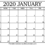 Show Me A Calendar Of January 2020 Calendar Template Printable