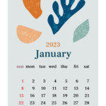 The Page With The Month January 2023 With Abstract Organic Shapes In 